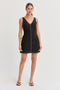 Amara Contrast Stitch V-Neck Linen Mini Dress