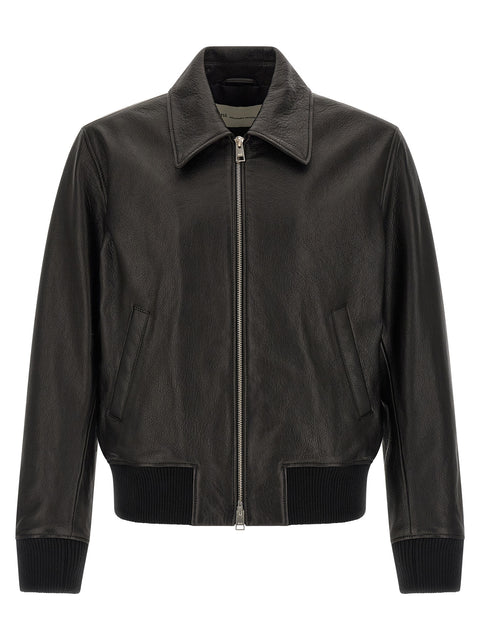 Ami Paris Ami De Coeur Leather Bomber Jacket