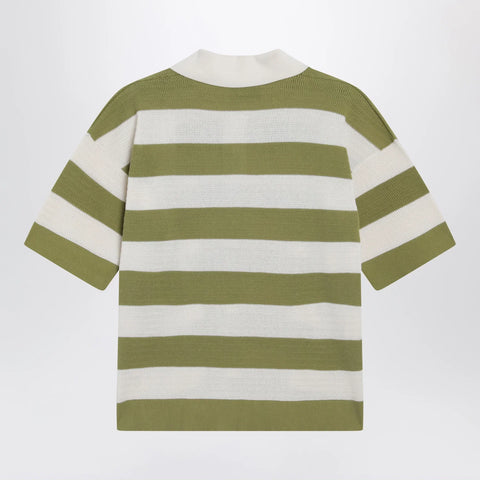 Ami Paris Ami de Coeur striped cotton knit polo shirt