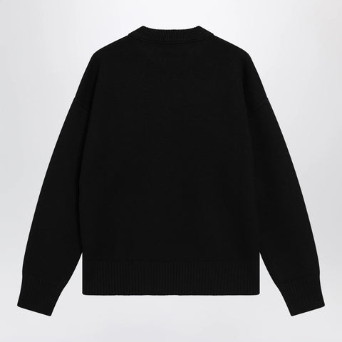 Ami Paris Black Ami de Coeur virgin wool sweater