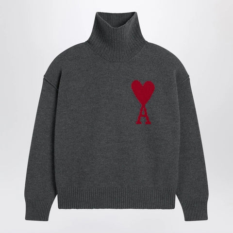 Ami Paris Grey turtleneck sweater Ami De Coeur