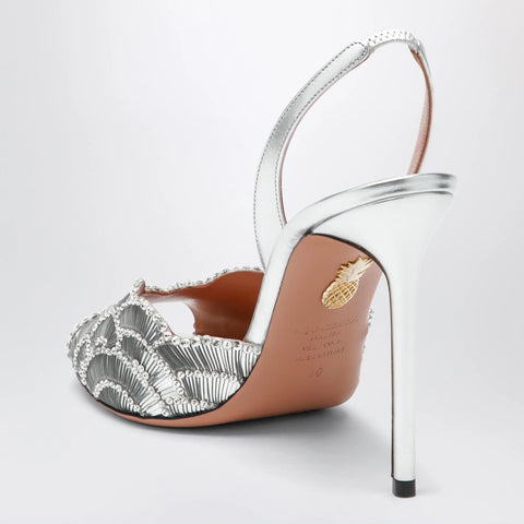 Aquazzura Ce Soir silver sandals in nappa leather