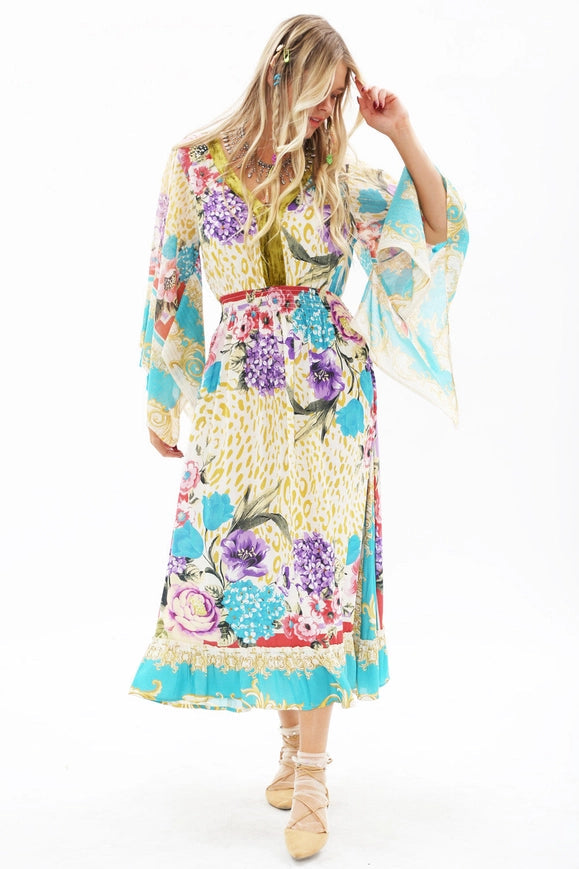 Artisan Leopard Maxi Dress from Aratta exclusive at Urbanheer. Artisan Leopard Maxi Dress from Aratta exclusive at Urbanheer.