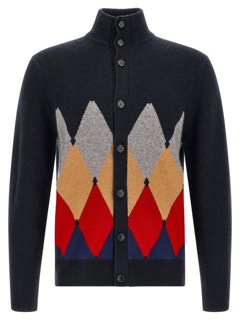 Ballantyne Classic Diamond Diamond Intarsia Cardigan