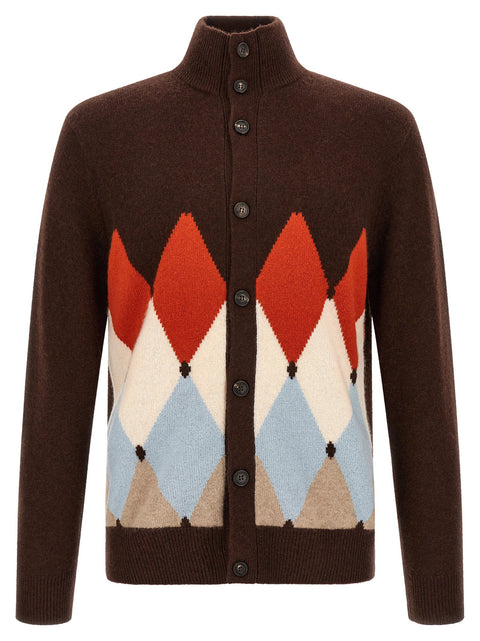 Ballantyne Classic Diamond Diamond Intarsia Cardigan