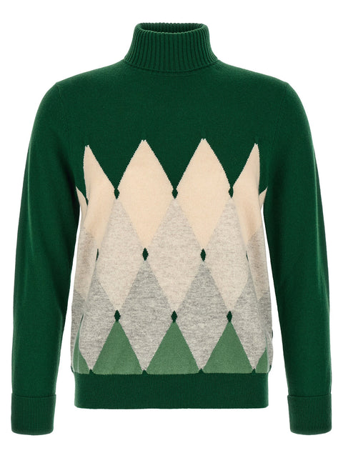 Ballantyne Classic Diamond Intarsia Turtleneck Sweater