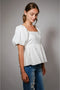 Back Tie Puff Sleeve Peplum Top