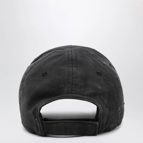 Balenciaga Black cotton drill baseball cap with logo