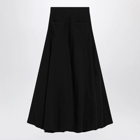 Balenciaga Black cotton ripstop Godet maxi skirt