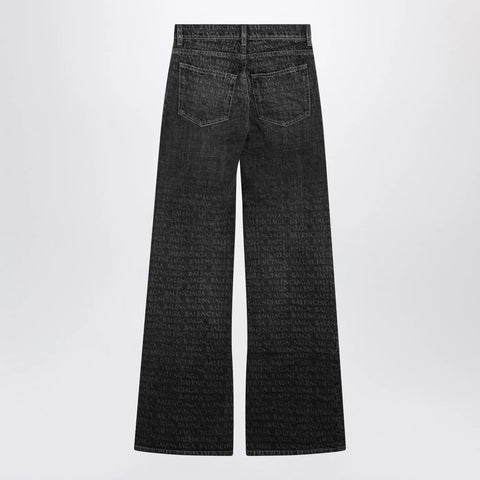 Balenciaga Black washed jeans with jacquard logos