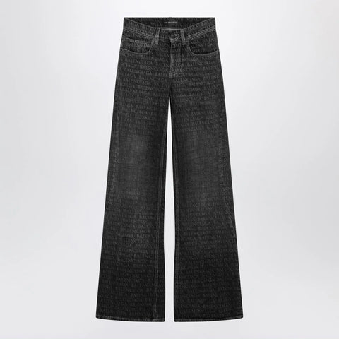 Balenciaga Black washed jeans with jacquard logos