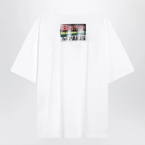 Balenciaga Bumper Stickers medium-fit cotton T-shirt in white