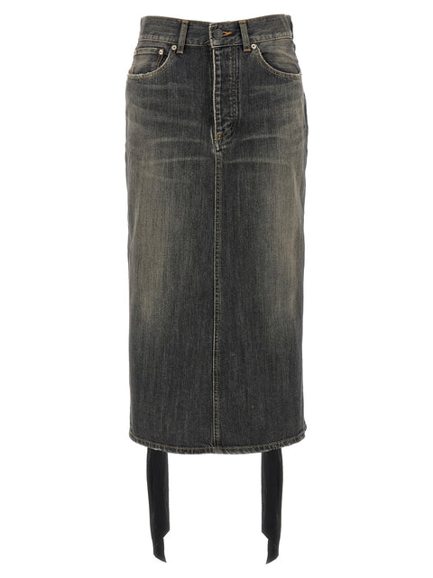 Balenciaga Lace Up Denim Skirt