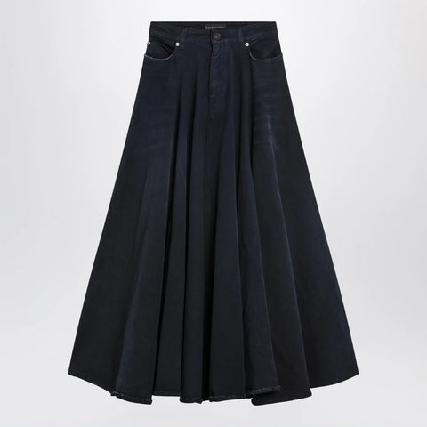 Balenciaga Navy blue maxi godet denim skirt