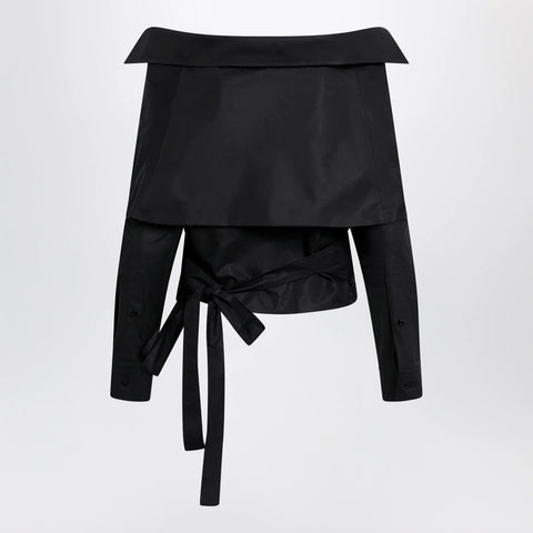 Balenciaga Off-shoulder wrap shirt in black