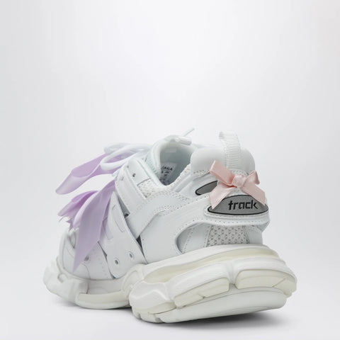 Balenciaga Track Bow Sneakers in mixed materials, white and pink