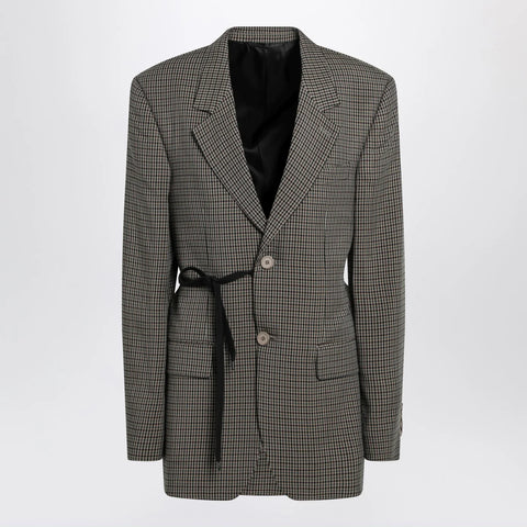 Balenciaga Vichy-pattern jacket with side lace detail