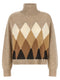 Ballantyne Beige Diamond Turtleneck Sweater