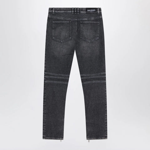 Balmain Grey washed slim biker jeans