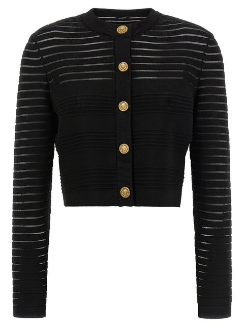 Balmain Semi-transparent Stripes Cardigan
