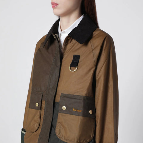 Barbour Alma jacket sand beige/olive green in waxed cotton