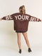 Be Yourself Love Yourself Printed Oversized Sweatshirt Brown-Sweatshirt-JADE BY JANE-S-Brown-Urbanheer