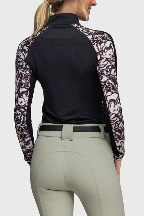 Black & Cream Floral Raglan Long Sleeve Sun Shirt-Shirt-Kastel Denmark-XS-Urbanheer