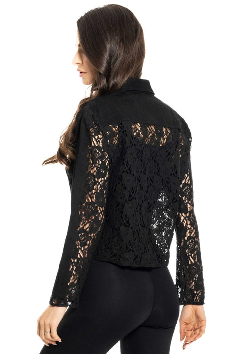 Black Denim Lace Jacket-Jacket-Adore-S-Black-Urbanheer