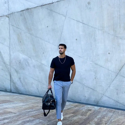 Black Leather Duffel Bag, Travel Bag - Wise Children-Duffel Bag-Time Resistance-Black-Urbanheer