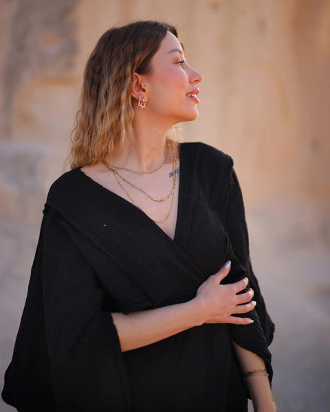 Black Maxi Cotton Dress-Dress-Moa-BLACK-Urbanheer