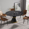 Black Round Sintered Stone Dining Table with Pedestal Base