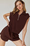 Blake Half Zip Cropped Sweatshirt And Shorts Set Choco-Set-Papermoon-S-Urbanheer