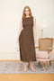 Boat Neck Sleeveless Basque Waist Midi Dress