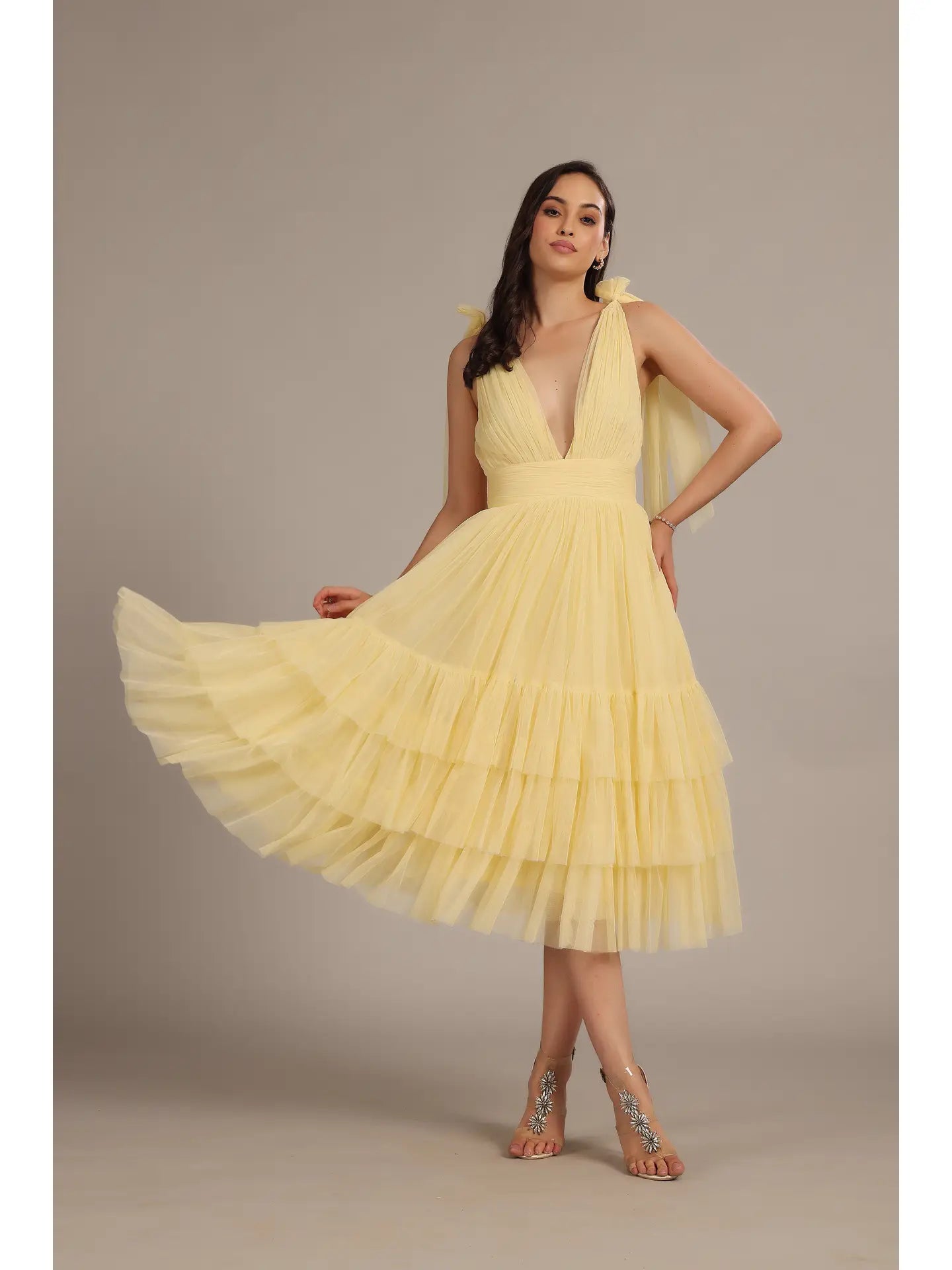 Lace & Beads Bridesmaid midaxi dress in butter yellow Lace & Beads Bridesmaid midaxi dress in butter yellow