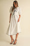 Bow Tie Short Sleeve Midi Dress