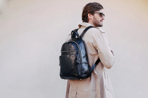 Brown Leather Backpack - I, Claudius Black-Backpacks-Time Resistance-11 x 5.9 x 16.5 in (28 x 15 x 42 cm)-Black-Urbanheer