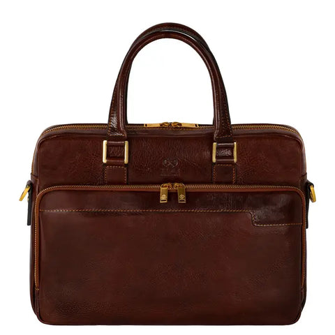 Brown Leather Briefcase Laptop Bag - Orlando-Tote Bag-Time Resistance-Brown-Urbanheer