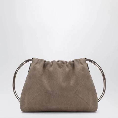 Brunello Cucinelli BC Duo Pouch brown suede bag with monile detail