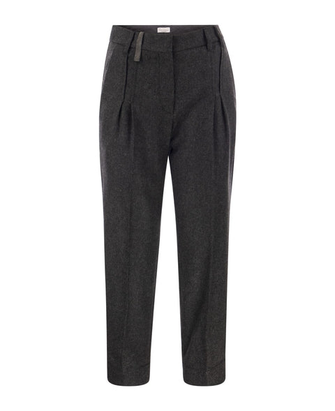 Brunello Cucinelli Black Wool Casual Pants