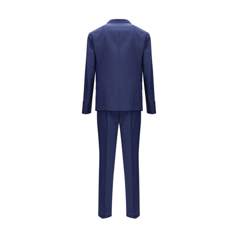 Brunello Cucinelli Blue Fleece Wool Two-Piece Suit