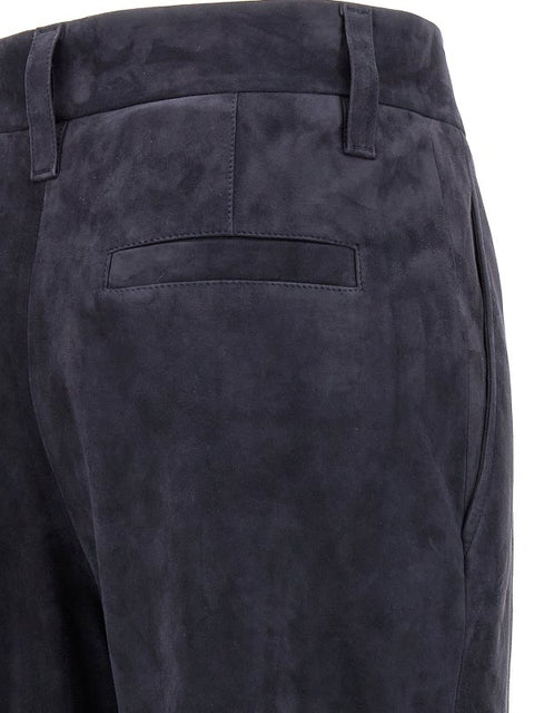 Brunello Cucinelli Blue Leather Pants