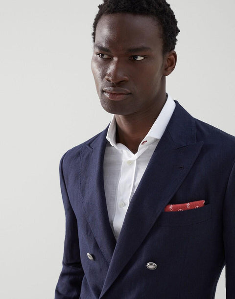 Brunello Cucinelli Blue Linen Clothing