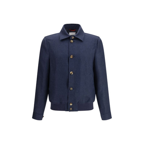 Brunello Cucinelli Blue Silk Coat