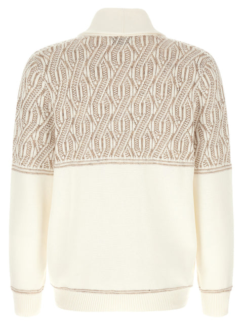 Brunello Cucinelli Braided Jacquard Shoulders Cardigan