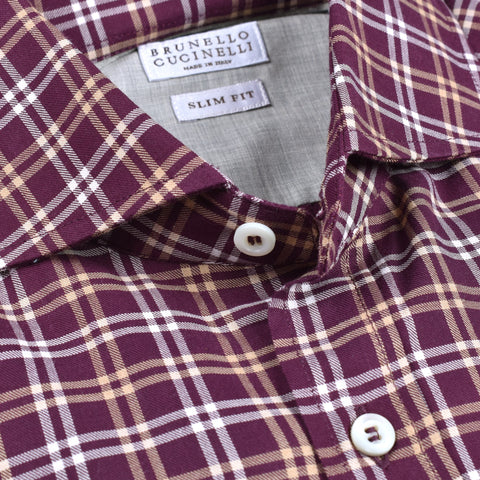 Brunello Cucinelli Brown Cotton Pattern Shirt