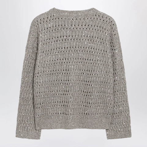 Brunello Cucinelli Crochet crewneck sweater with sequins
