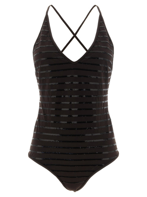 Brunello Cucinelli Dazzling Stripes One-piece Swimsuit