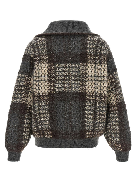 Brunello Cucinelli Double Dazzling Tartan Cardigan