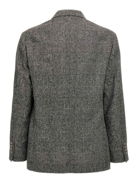 Brunello Cucinelli Gray Leather Blazer