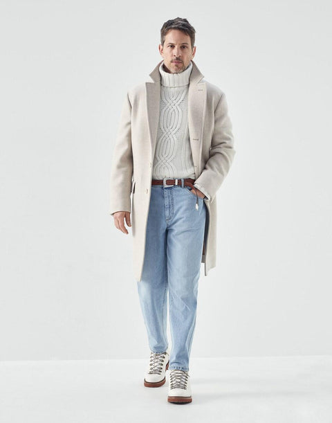 Brunello Cucinelli Gray Silk Coat